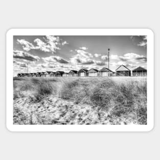 Chapel St Leonards Beach Huts, Black And White Sticker